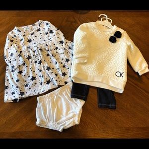 White & Navy Sets Baby Girl